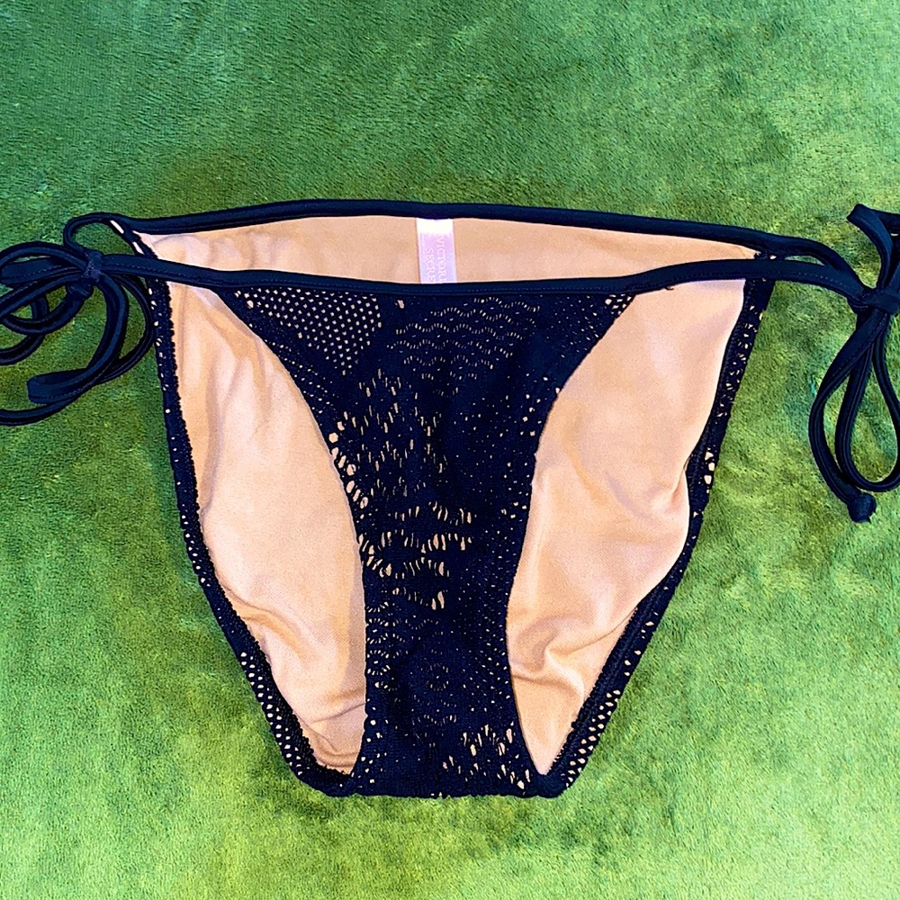 Victoria Secret Swim Black Lace String Bottom